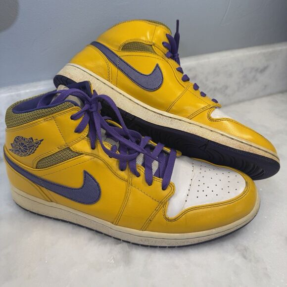 Jordan Other - Nike Air Jordan 1 Mid Lakers Kobe Yellow/Purple 554724-708 Men’s Size 11